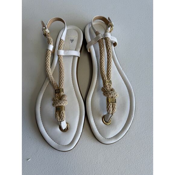 Michael Kors Rope White Sandals with Gold Hardware 8 - Picture 1 of 9